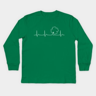 Ireland Shamrock heartbeat Kids Long Sleeve T-Shirt